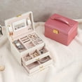 thumbnail image 3 of Caja de almacenamiento de joyas Organizador multifuncional para pendientes Collares Novia Blanco jinwen Estuche organizador de joyas, 3 of 8