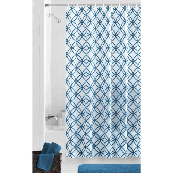 Peva Shower Curtain 70" X 72" Hadley Geometric Waterproof Bathroom Teal And Blue