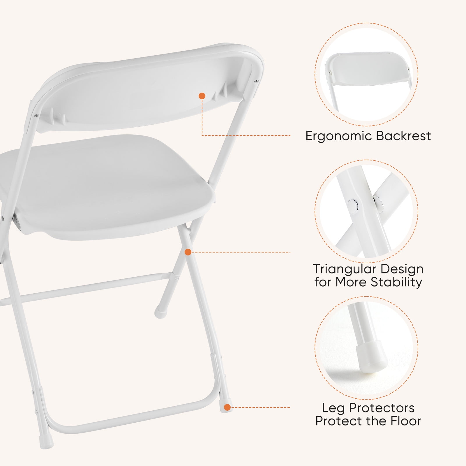 JIOABL 4-Piece Folding Chair Set with Non-Slip Feet, 330 lbs. Weight Capacity, for Home and Office Use, for Indoor and Outdoor Activities, White