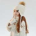 thumbnail image 2 of Kids' 3-Piece Winter Warm Set 4-10Y - Fleece-Lined Pom-Pom Beanie Scarf & Gloves, Earflap Hat Neck Warmer Sets for School Runs & Weekend Trips, 2 of 7