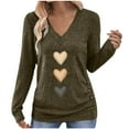 thumbnail image 2 of Xuniizn Valentine's Day Womens Long Sleeve Shirts, Heart Print V Neck Casual Loose Tops, Plus Size Soft Cozy Sweatshirt, Gifts for Her, 2 of 8