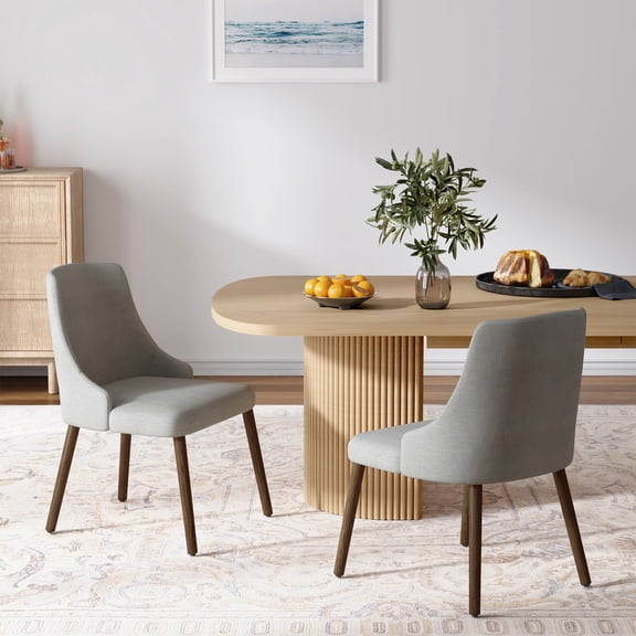 Dining Chairs Set of 2 Velvet Upholstered Armless Accent Side Chair Solid Wood Legs Home Kitchen Bedroom Grey