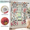 thumbnail image 3 of Yayeee Window Curtains Light Filtering 63"x52" Grommet Panel Pair Home Living Room Decor, Beige Red Floral, 3 of 7
