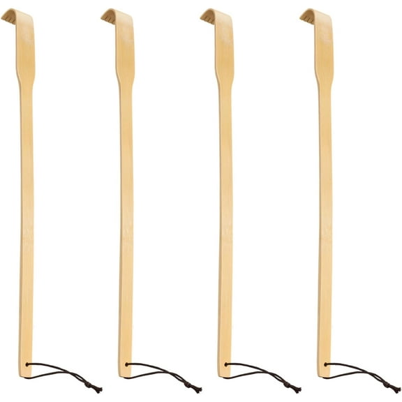 4Pcs Natural Bamboo Wood Back Scratcher Massager, 16.5" Self-Massager Provide Instant Relief from Itching, Good Practical and Novel Gifts for Friends and Family