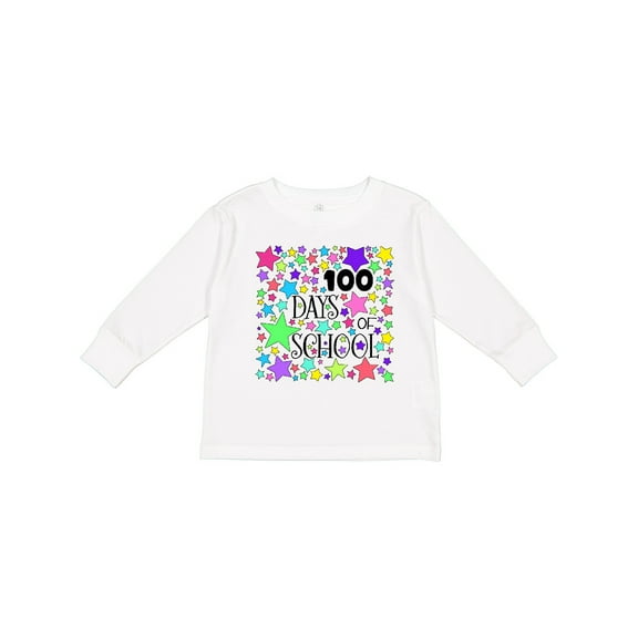 Inktastic 100 Days of School Pastel Stars Boys or Girls Long Sleeve Toddler T-Shirt