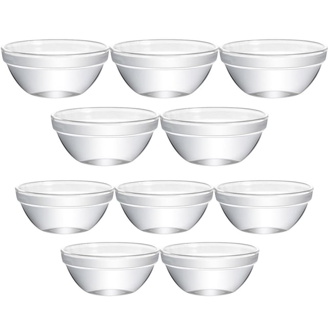 POINTERTECK 10Pcs Glass Bowls Decorative Glass Fruit Ice Cream Bowl Pudding Bowls Appetizer Container