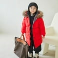 thumbnail image 4 of Ruyang Girls Padded Puffer Coat Boys Furry Hooded Camouflage Parka Coats Long Down Quilted Jackets Warm Zip Up Outwear, 4 of 5