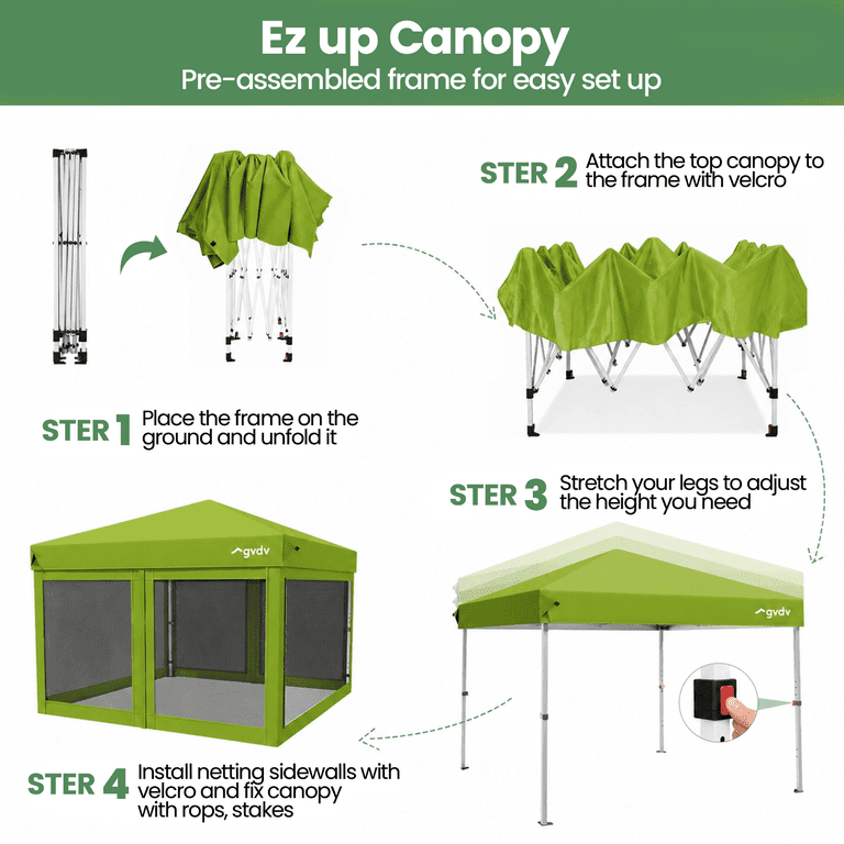 GVDV 10'x10' Screen Canopy Tent, Pop-Up Shelter with Mosquito