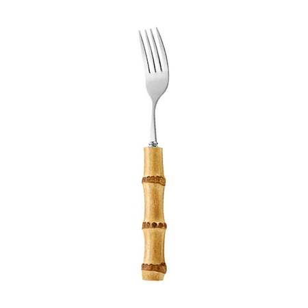 

XOAIHY Natural Bamboo Handle Stainless Steel Tableware Set - Includes Dessert Spoon Salad Fork Steak Knife and Tea Spoon for Elegant Dining Experience
