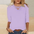 thumbnail image 4 of Summer Tops for Women 2024 Trendy Plus Size Casual 3/4 Length Sleeve V Neck Tee Shirts Fashion Henley Dressy Blouses, 4 of 5