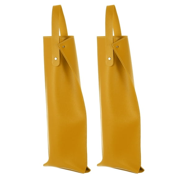 Uxcell Wine Tote Bag, 2 Pack Leather Wine Carrier Bag Single Bottle Carrier Tote, Yellow