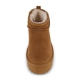 CUSHIONAIRE Women's Heather Pull-On Boots With Memory Foam & Faux Fur Lining – Suede Slip-On Ankle Boots, 6.5 Inch Shaft