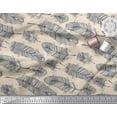 thumbnail image 3 of Soimoi White Cotton Cambric Fabric Tribal Feather Print Fabric by the Yard 42 Inch Wide, 3 of 3