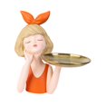 thumbnail image 4 of Estatua de resina para niña con bandeja para servir, escultura para niña, soporte para almacenamiento de llaves, figurita creativa moderna para , Naranja BLESIY Bandeja de escultura de niña, 4 of 6