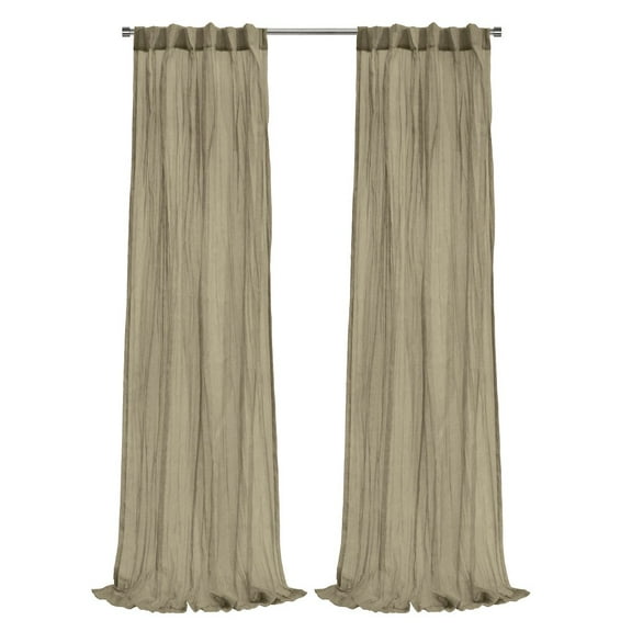 Habitat Paloma Sheer Dual Header Curtain Panel 52 x 63 in Khaki