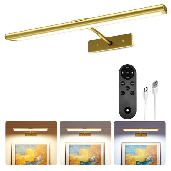 Luz LED dorada recargable inalámbrica Picture Light EZVALO de 16 pulgadas