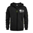 thumbnail image 2 of Men's Flag Print Zip Up Hoodie with Arm Pocket, Casual Cardigan Style Sweatshirt, Large Size Fleece Jacket for Patriotic Events, Christmas, Outdoor Activities,Black,L, 2 of 5