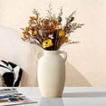 thumbnail image 4 of White Ceramic Vase With Double Ear Design Vintage Craftsmanship And Wide Mouth Opening For Farmhouse Home Decor And Dried Flowers Arrangement, 4 of 7