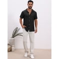 thumbnail image 2 of DARING DIVA Men's Casual Knitted Hollow Out Short Sleeve Shirt M Black, 2 of 7