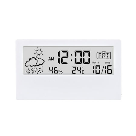 ROCKROK Large Digital Wall Clock Temperature Humidity Week Display Auto Dimmable Table Clock Electronic LED Alarm Clock