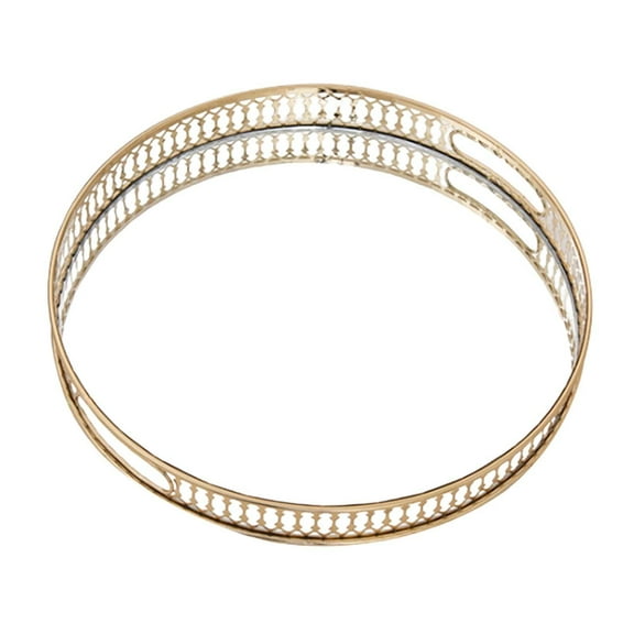 TOOYFUL Makeup Organizer Mirror Tray Cosmetic Glass Iron Modern Vanity Tray Perfume Tray for Home Decor Bathroom Toilet Dressing Room 20CM