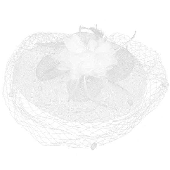 HONITANO 1Set Tea Party Hat Novel Appearance White Lace Mesh Yarn Headpiece For Women Special Occasions