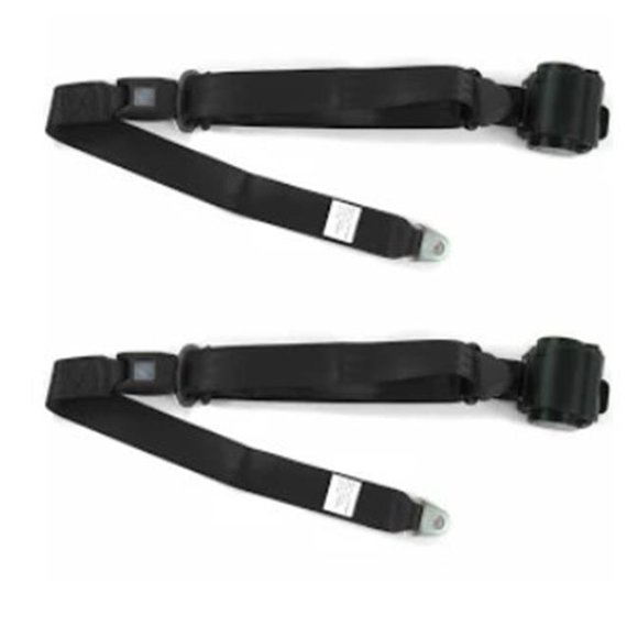 Standard 3 Point Burgundy Retractable Bucket Seat Belt Kit with Bracketry for 1958 Chevy Impala - 2 Belts