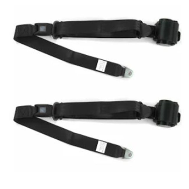 Standard 3 Point Burgundy Retractable Bucket Seat Belt Kit with Bracketry for 1958 Chevy Impala - 2 Belts