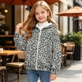 thumbnail image 6 of SERTGUTR Girls Leopard Print Hooded Sweatshirt, Zip Up Fleece Jacket with Pockets, Long Sleeve Casual Outerwear, Everyday School Outdoor Warm Coat, 6 of 8