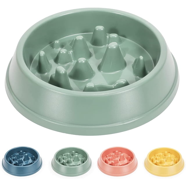 Comedero lento para perros, platos para perros pequeños, medianos y gatos, antideslizantes, alimentación lenta, saludable, cuenco para cachorros, rompecabezas, cuenco para perros y mascotas,Verde