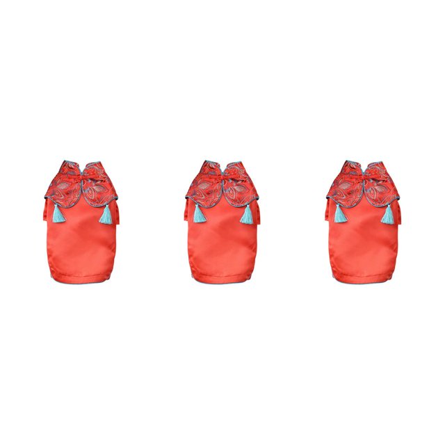 Methold Ropa para mascotas Vestido de algodón transpirable Estilo chino tradicional Ropa para mascotas Animales Cheongsam Disfraces de moda Rojo METRO 3piezas