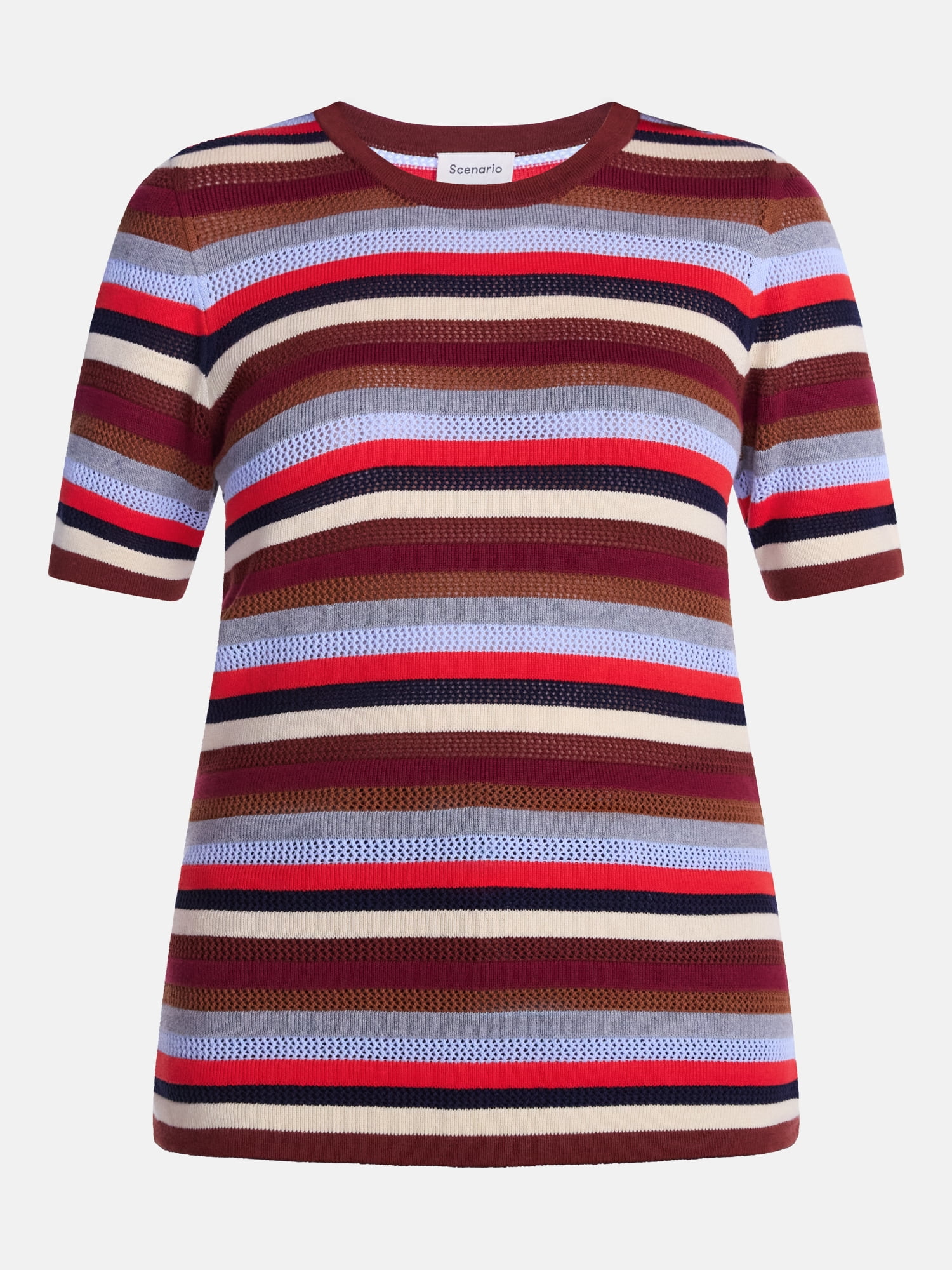 Scenario Women's Stripe Sweater with Short Sleeves, Sizes XS-XXXL