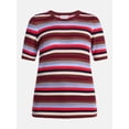 thumbnail image 6 of Scenario Women's Stripe Sweater with Short Sleeves, Sizes XS-XXXL, 6 of 8