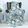 thumbnail image 4 of Ethnic Soft Flannel Fleece Throw Blanket, Tunisian Mosaic with Azulojo Spanish Influence Retro Inspired Artwork, Cozy Plush for Indoor and Outdoor Use, 50" x 60", Blue, by Ambesonne, 4 of 5