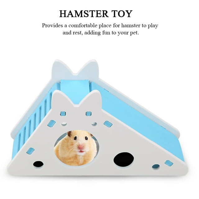 Wooden Hamster House, Assembly Climbing Stairs Small Rest Pet Exercise Playing ToyBlue
