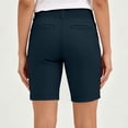 thumbnail image 6 of Women's Casual Elastic Waist Bermuda Shorts with Pockets, High Elasticity Stretch Twill, Summer Walking Hiking Chino Shorts, Solid Workwear Shorts for Women | UKHCCC,Navy L, 6 of 9