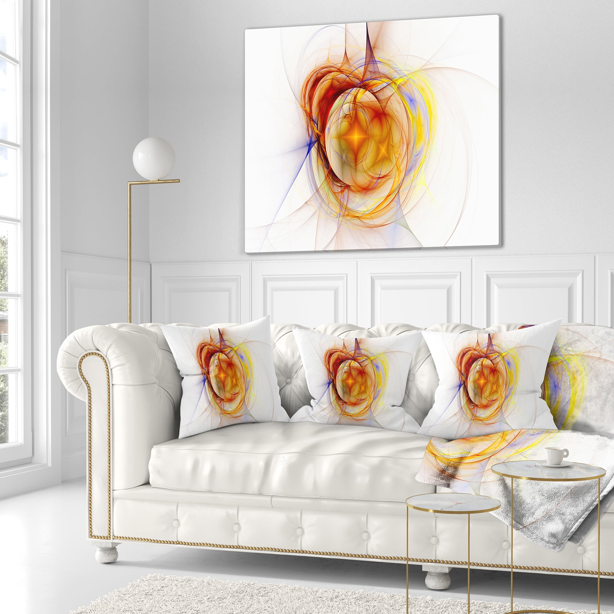 Designart Supernova Explosion in White - Abstract Throw Pillow - 16x16