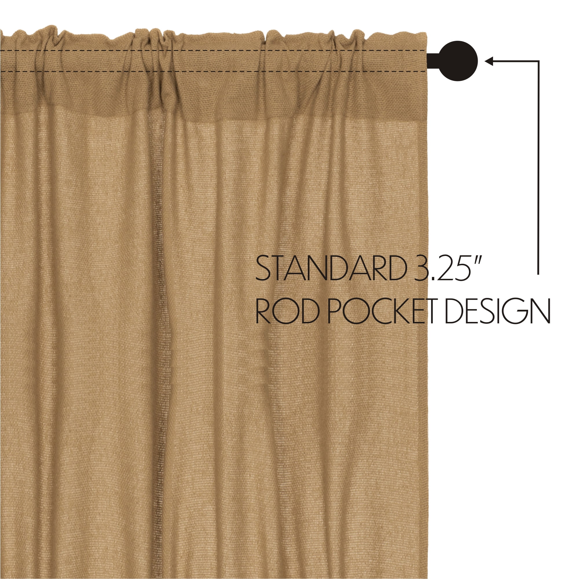 VHC Brands Farmhouse 24"x36" Tier Pair Tan Rod Pocket Kitchen Window Curtains