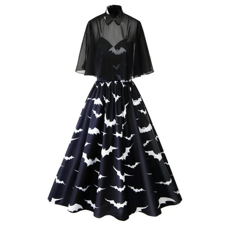 - Women's Plus Size Rockabilly Vintage Swing Work Evening Dress 40s 50s Retro Emo Pin Up Cloak Bat Print Gothic Party Cocktail