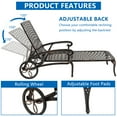 thumbnail image 4 of CHEERFUN 193x64.5x93cm Adjustable Backrest Courtyard Cast Aluminum Chaise Lounge Chair Bronze, 4 of 11