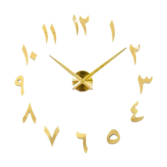 Etiqueta engomada Zulema Reloj de pared grande 3D de lujo dorado Reloj de pared decorativo de cuarzo