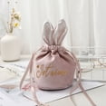 thumbnail image 2 of JeashCHAT Easter Bunny Drawstring Gift Bag Rabbit Ear Velvet Bags Easter Party Supplies Party Favors Jewelry Pouches, Pink, 2 of 4