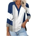 thumbnail image 2 of Hvobtty Chemise Décontractée à Manches 3/4 pour Femmes, T-shirt à Col en V avec Revers et Manches 3/4 pour Femmes, 2 of 4