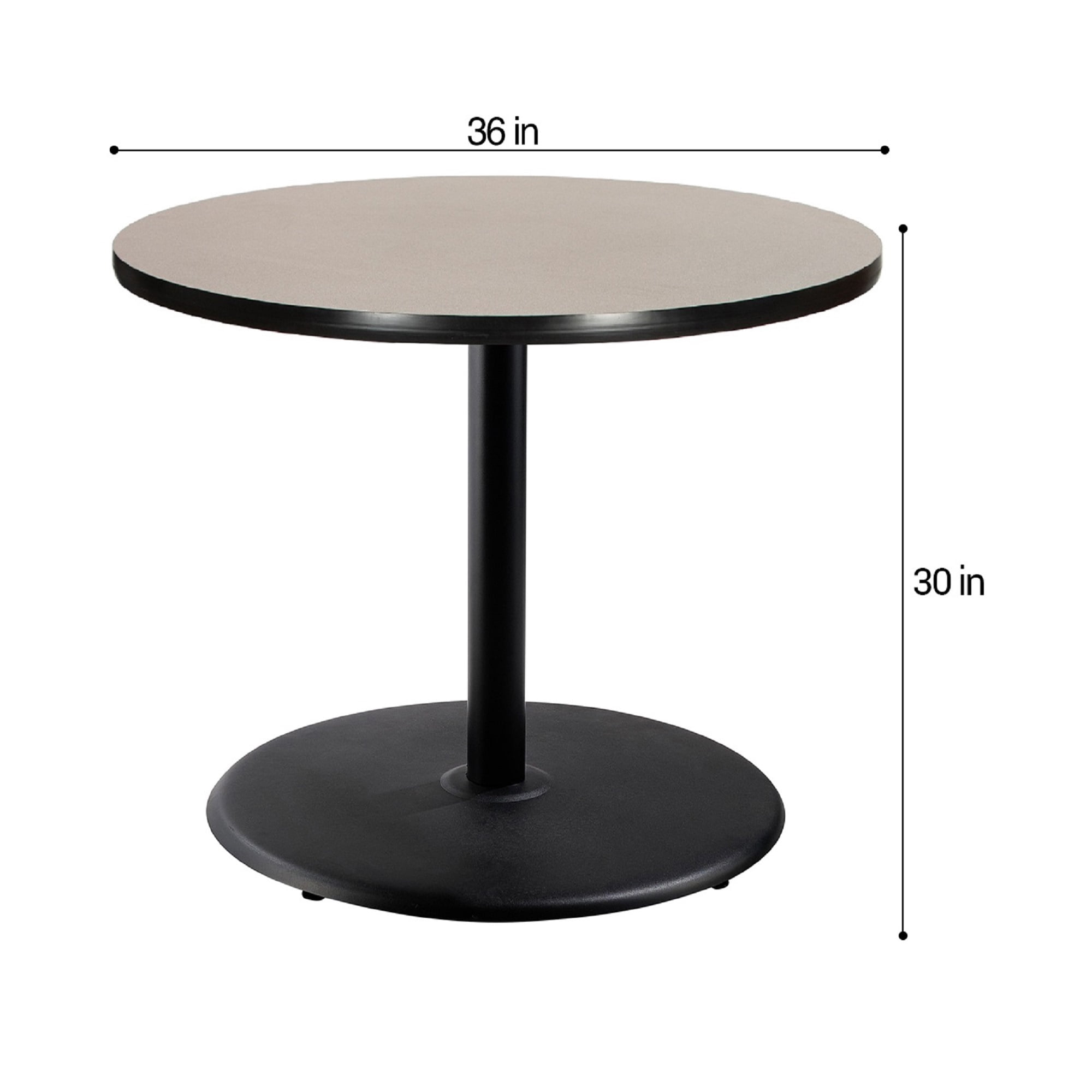 Hampden Furnishings Bennet Collection Steel Frame 36" Round Top, Round Base, 42" Height, Cafe Table, Black Frame/Grey Nebula Top