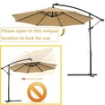 thumbnail image 3 of 10 FT Patio Beach Outdoor Solar Umbrella, Offset Cantilever Umbrella with 24 Solar LED Lights, Wind Vents Market Umbrella, Sunshade with Crank and Fade-Resistant for Garden Backyard Pool, Taupe, 3 of 7
