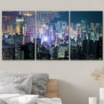 thumbnail image 3 of wall26 Canvas Print Wall Art Set Aerial View of Futuristic City Skyline Cities Cityscape Photography Realism Modern Scenic Relax/Calm Dark for Living Room, Bedroom, Office - 24"x36"x3, 3 of 5