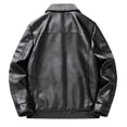 thumbnail image 4 of Maoxin Mens Jacket Men Fashion Solid Color Zipper Pocket Lapel Long Sleeved Hooded Leather Jacket Plus Size Leather Jacket Black 2XL, 4 of 8