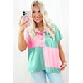thumbnail image 5 of Women's Mint Green Two Tone Half Button Collared T-Shirt - Casual & Stylish | [ZhiHiMeRi] | (US 12-14)L, 5 of 12