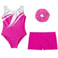 thumbnail image 3 of TiaoBug Gymnastics Leotards for Girls Dance Unitards with Shorts and Hairband Skating Jumpsuit Activewear Set Hot Pink 10, 3 of 5