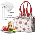 thumbnail image 4 of Pioneer Flower Floral Print Pattern Drawstring Lunch Bag Women - Drawstring Lunch Bag Insulated for Work Office - Stain-Resistant Large Lunchbags for Women with Multi-Pockets, 4 of 6